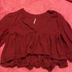 Free people slightly cropped maroon shirt